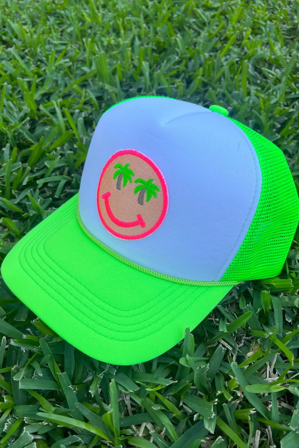 Trucker Hat Foam Smiley Face Palm Trees