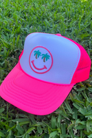 Trucker Hat Foam Smiley Face Palm Trees - Beau Kisses