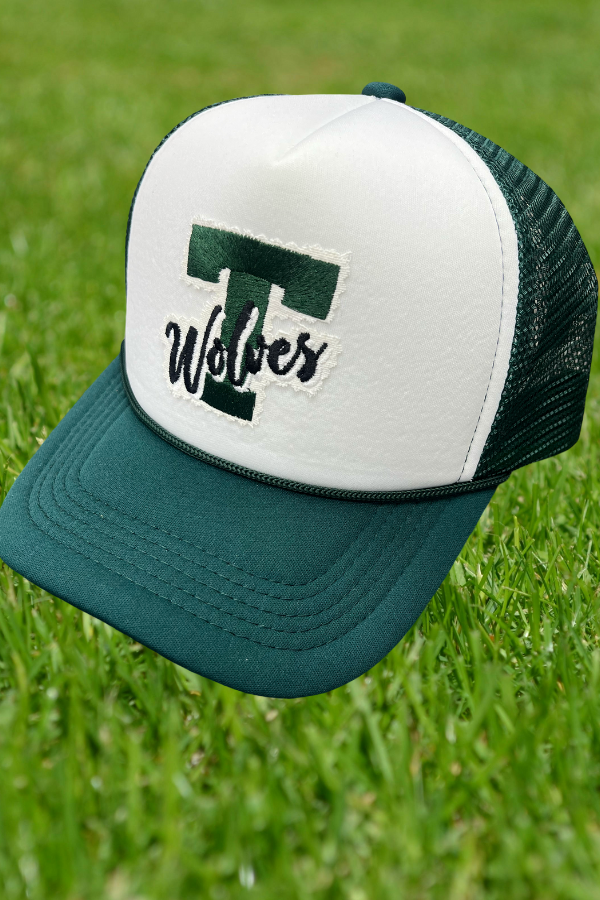 Foam Trucker Hat Cedar Park T-Wolves Green and White