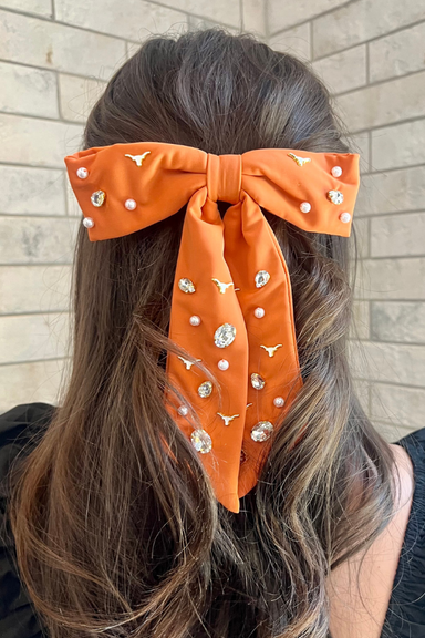 Burnt Orange University Of Texas Bow Barrette - Beau Kisses