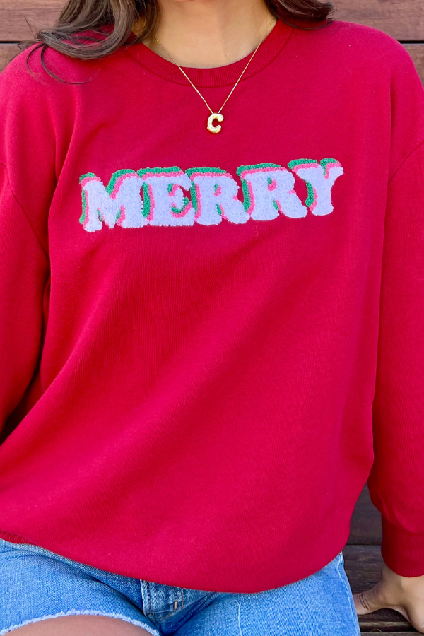 Merry Sweatshirt Red