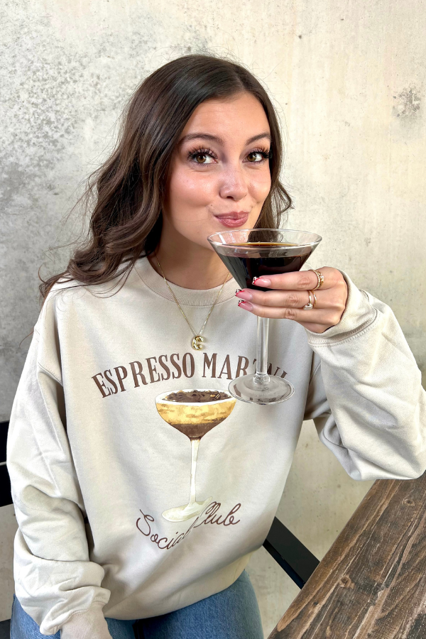 Espresso Martini Cocktail Club Crewneck Sand