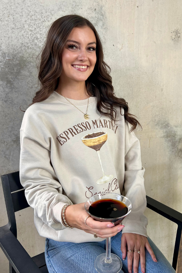 Espresso Martini Cocktail Club Crewneck Sand