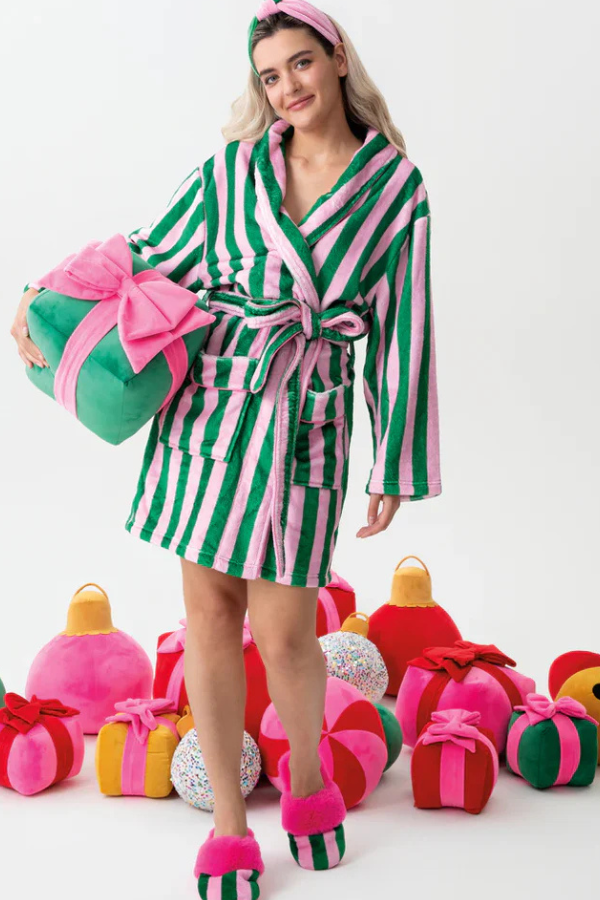 Felicity Stripe Robe Green