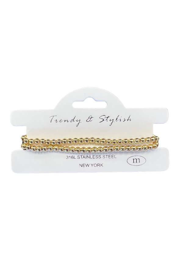 Gold Double Beaded Bracelet 4MM
