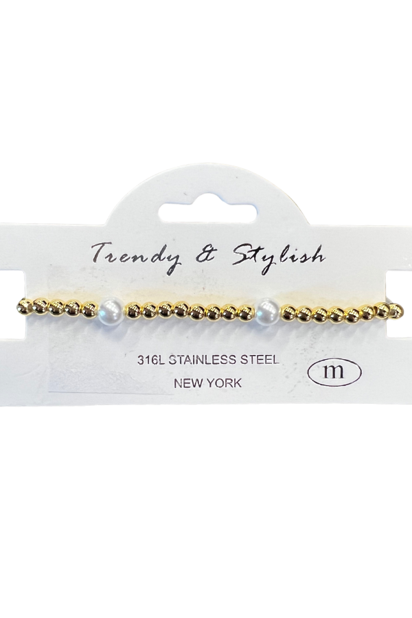 Beaded Gold Bracelet With Pearls