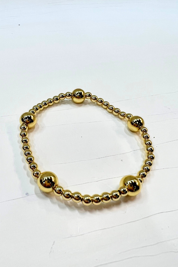 Beaded Bracelet Gold With Gold Bead 4MM/8MM