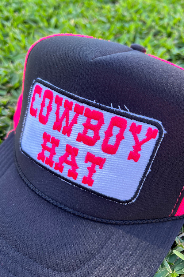 Trucker Hat Foam Black and Hot Pink "Cowboy Hat"