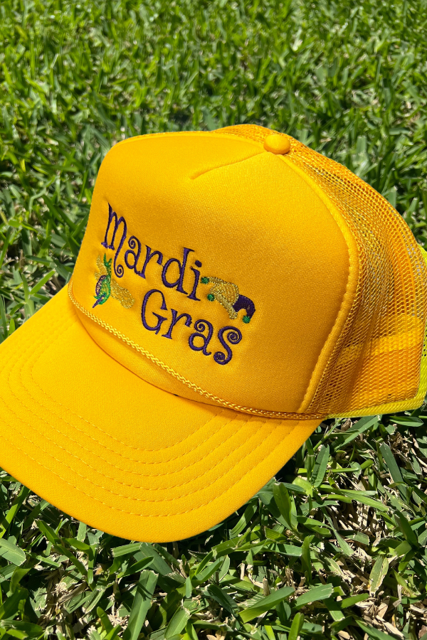 Trucker Hat Yellow Mardis Gras