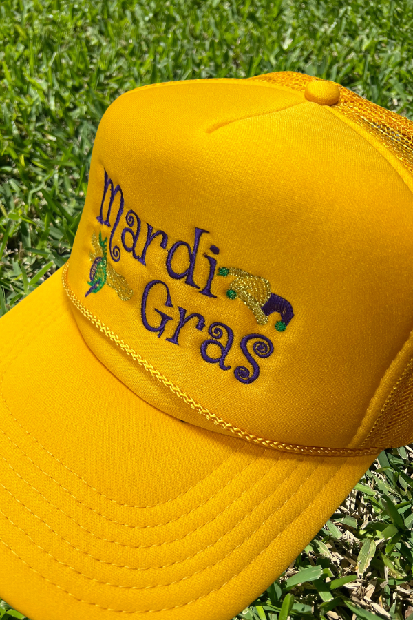 Trucker Hat Yellow Mardis Gras