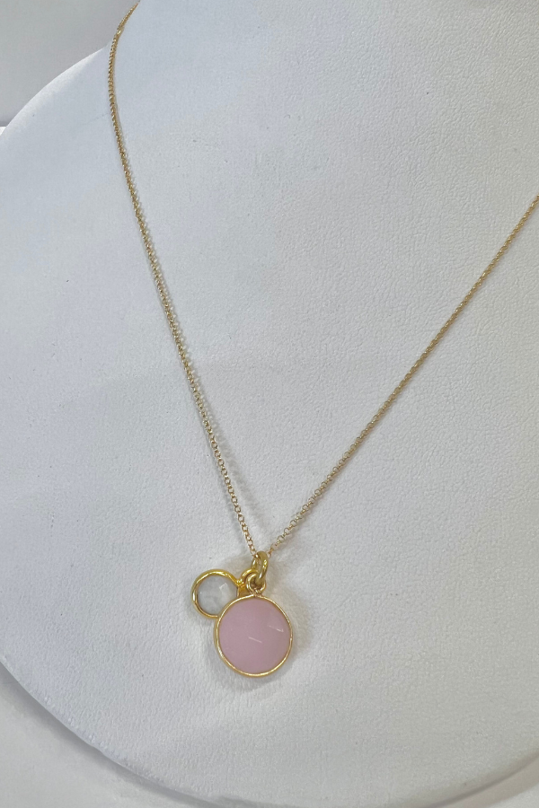 Rose Quartz and Moonstone Double Gemstone Necklace