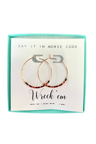 Say It In Morse Code Hoop Earring "Wreck 'Em" - Beau Kisses