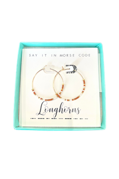 Say It In Morse Code Hoop Earrings "Longhorns" - Beau Kisses