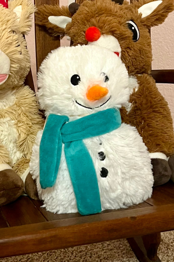 Junior Warmies Green Scarf Snowman