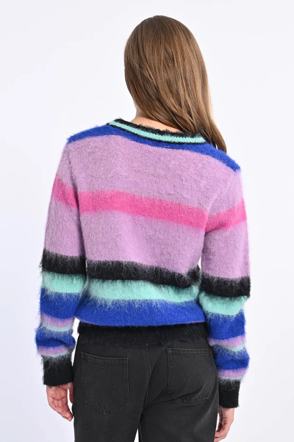 Plush Striped Sweater Royal Blue