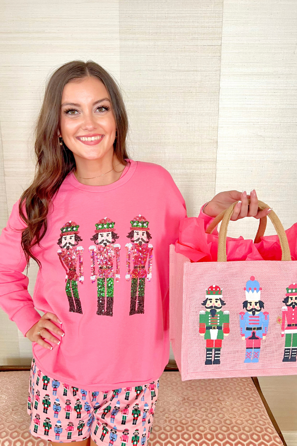 Nutcracker March Sequin Sweatshirt Pink