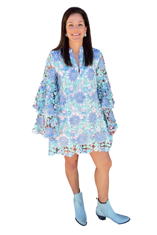 Gayle Long Sleeve Mini Dress Bellflower