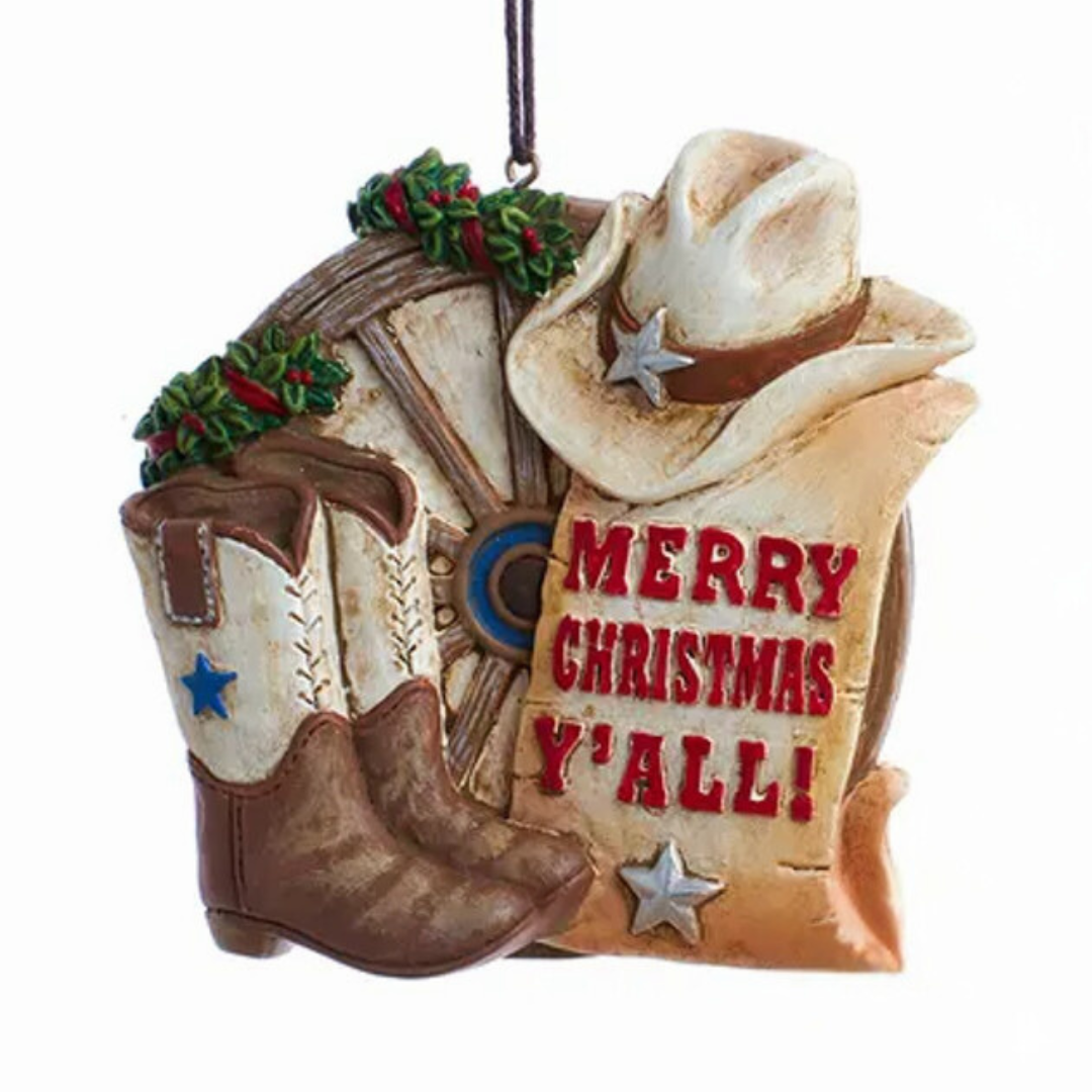 Western Boot With Christmas Wording Ornament