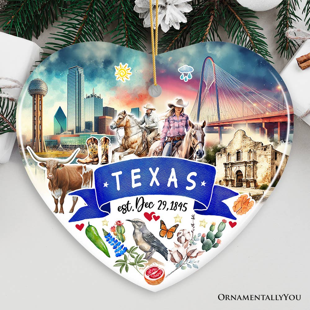 Artistic Texas State Christmas Ornament