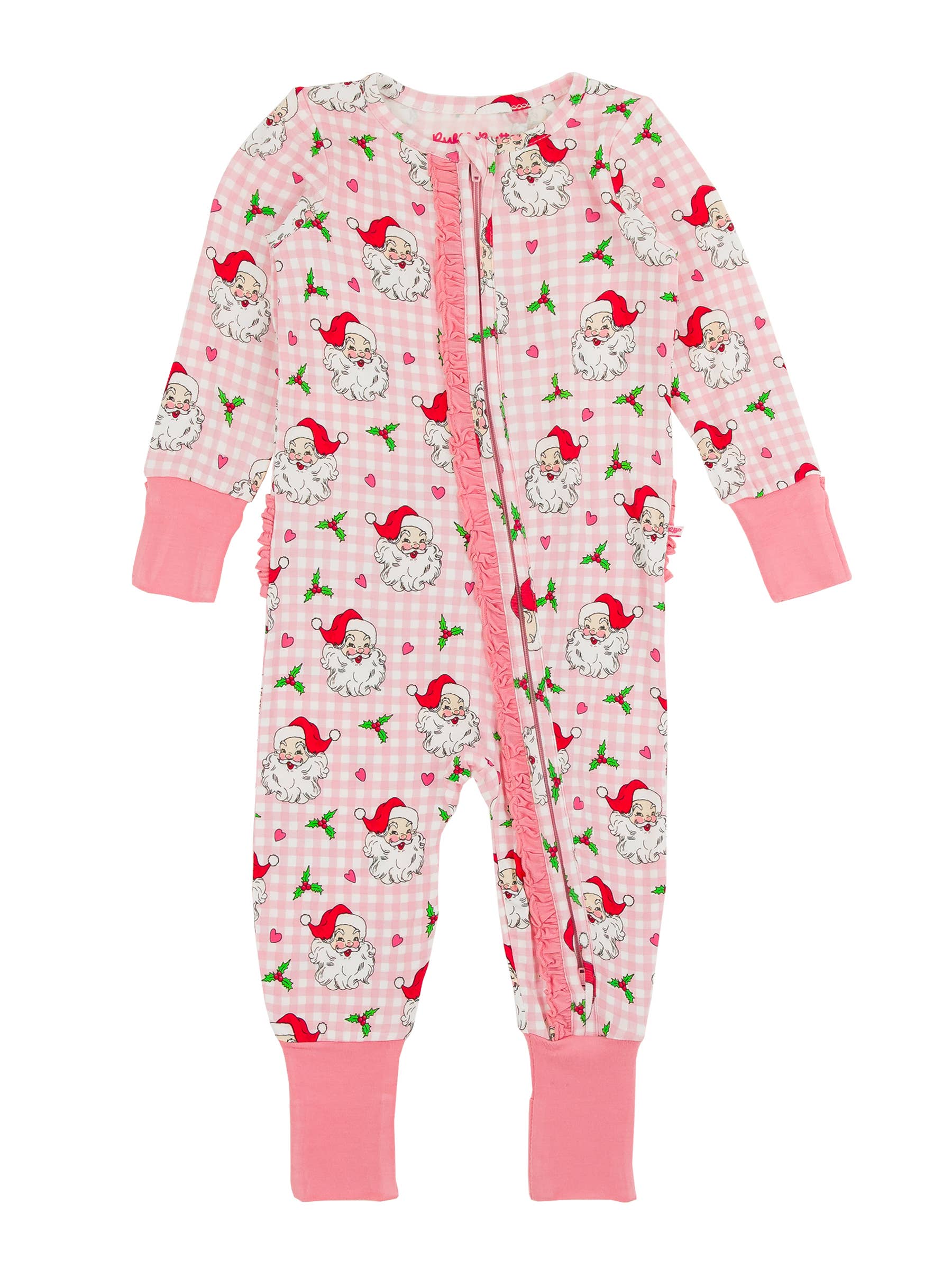 Dear Santa Bamboo Ruffle One Piece Pajama Pink