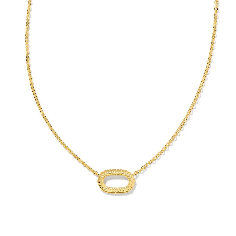 Elisa Ridge Open Frame Short Pendant Necklace Gold