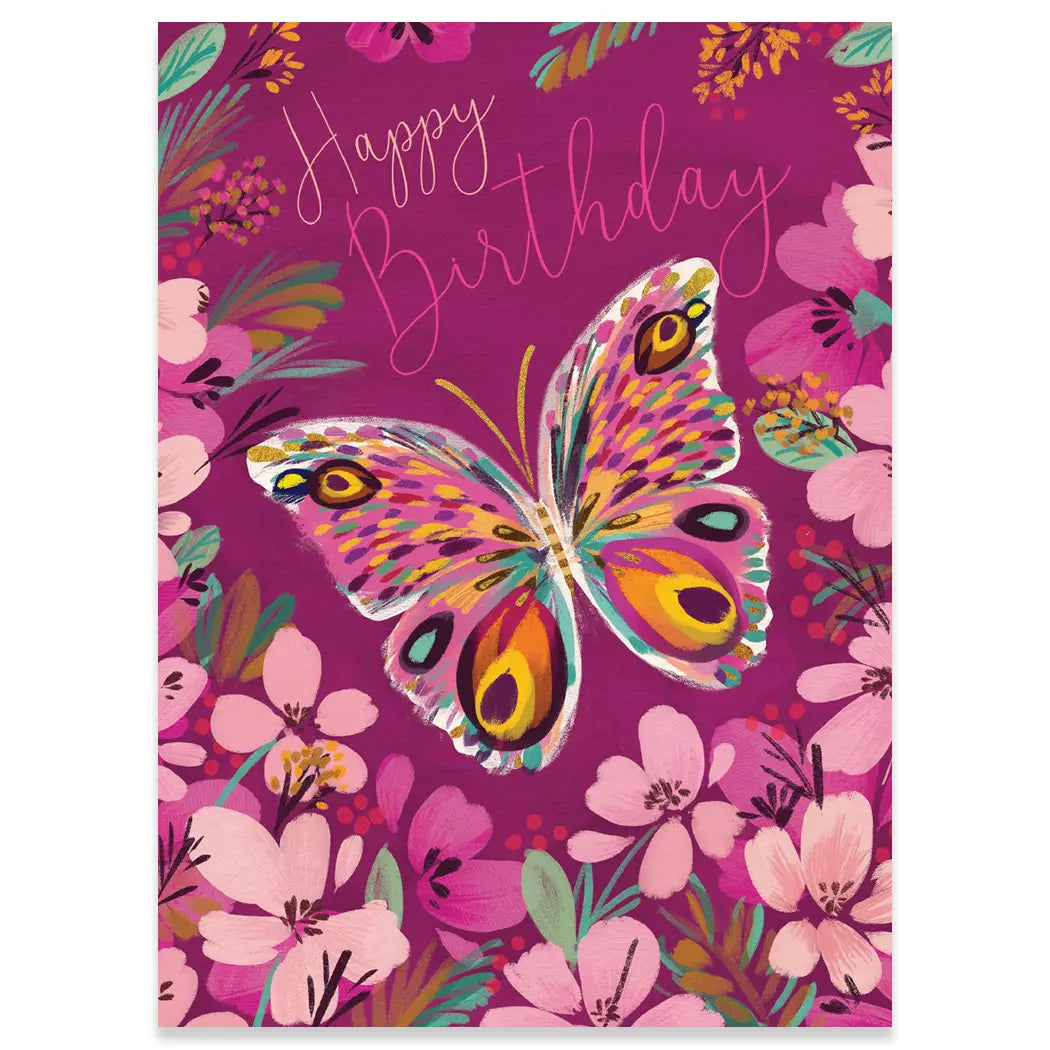 Butterfly On Passion Birthday Card - Beau Kisses