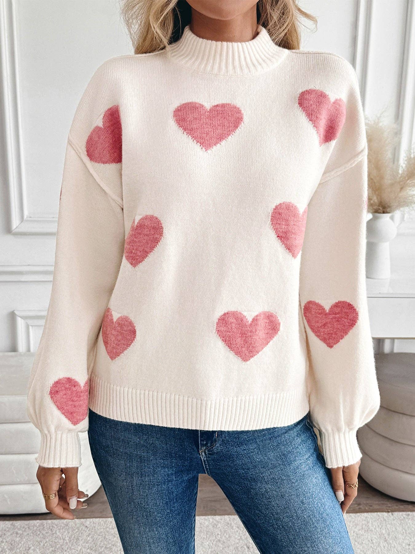 Mockneck Heart Sweater - Beau Kisses