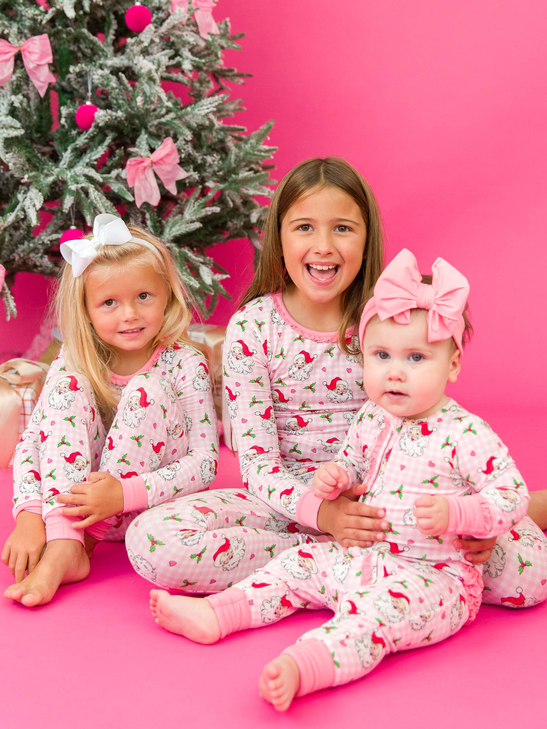 Dear Santa Bamboo Ruffle One Piece Pajama Pink