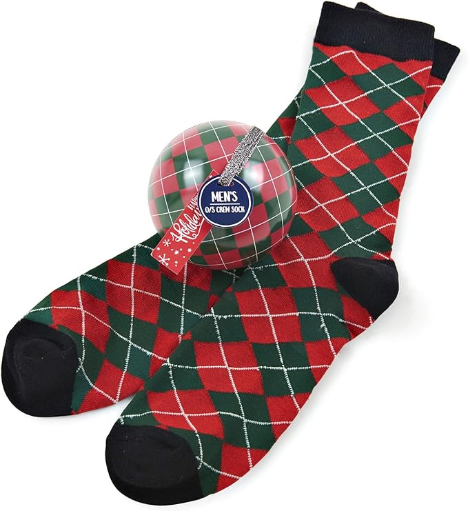 Men's Socks In Balls Holiday Argyle - Beau Kisses