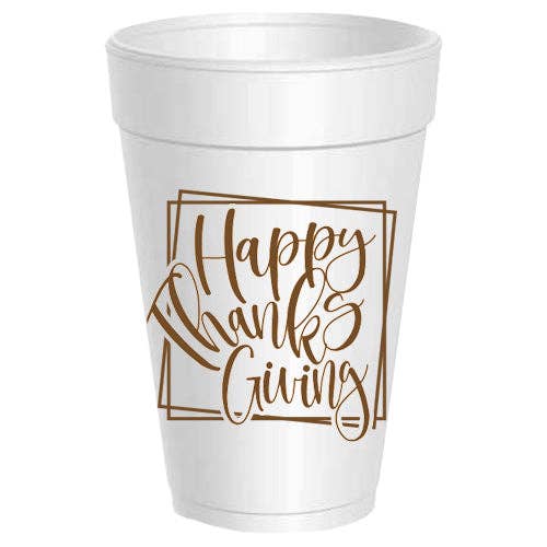 Happy Thanksgiving Square Foam Cups 10 Pack