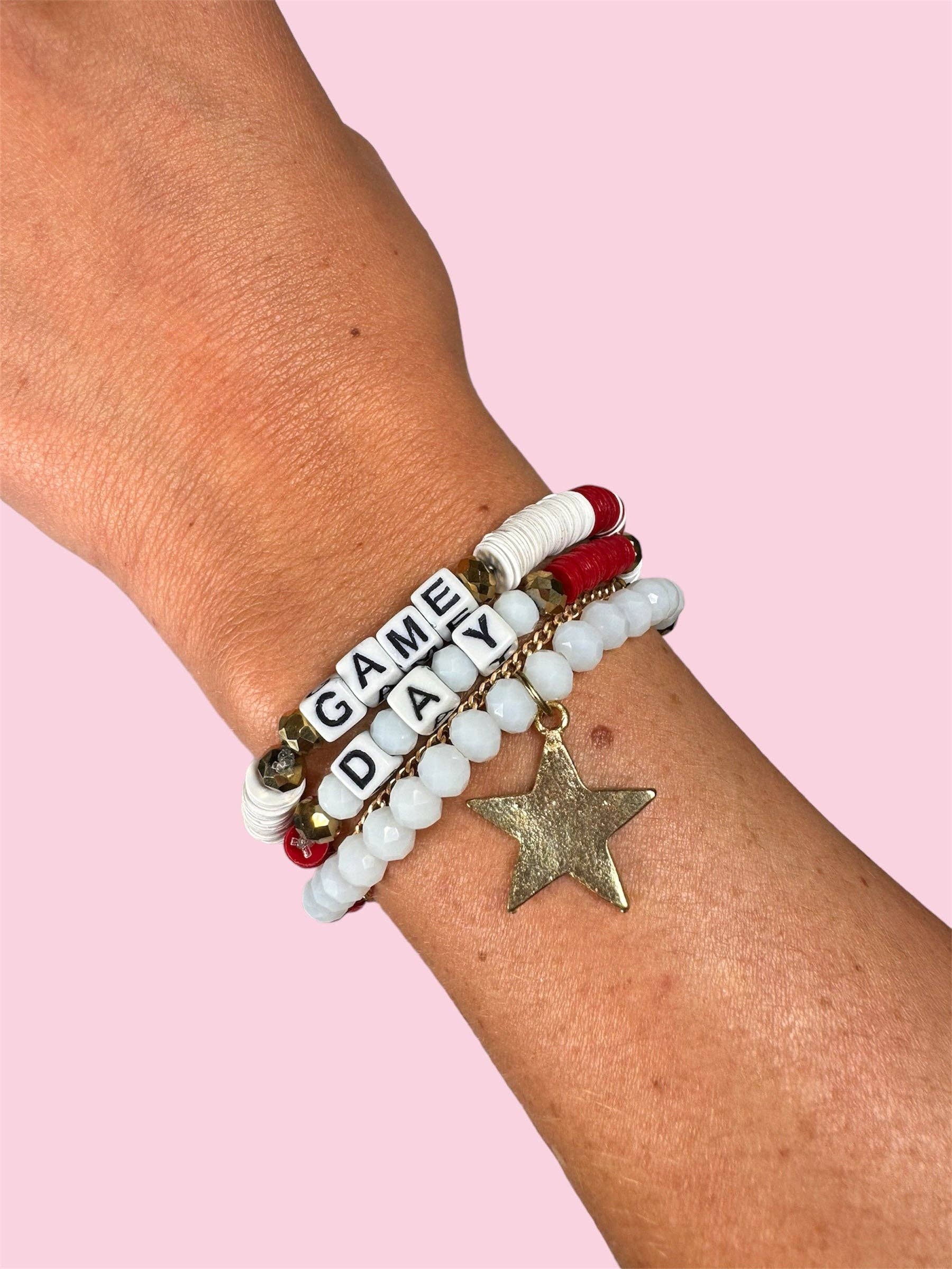 Gameday Bracelet Set Red and White