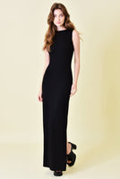 Asymmetric Neck Drape Maxi Dress Black - Beau Kisses