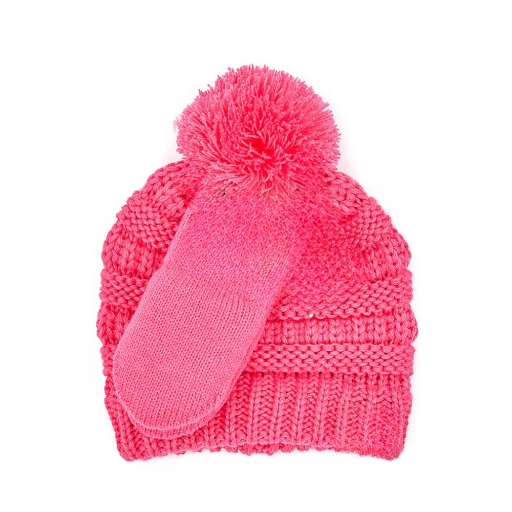 Solid Ribbed Baby Beanie Hat and Mitten Glove