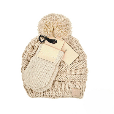 Solid Ribbed Baby Beanie Hat and Mitten Glove - Beau Kisses