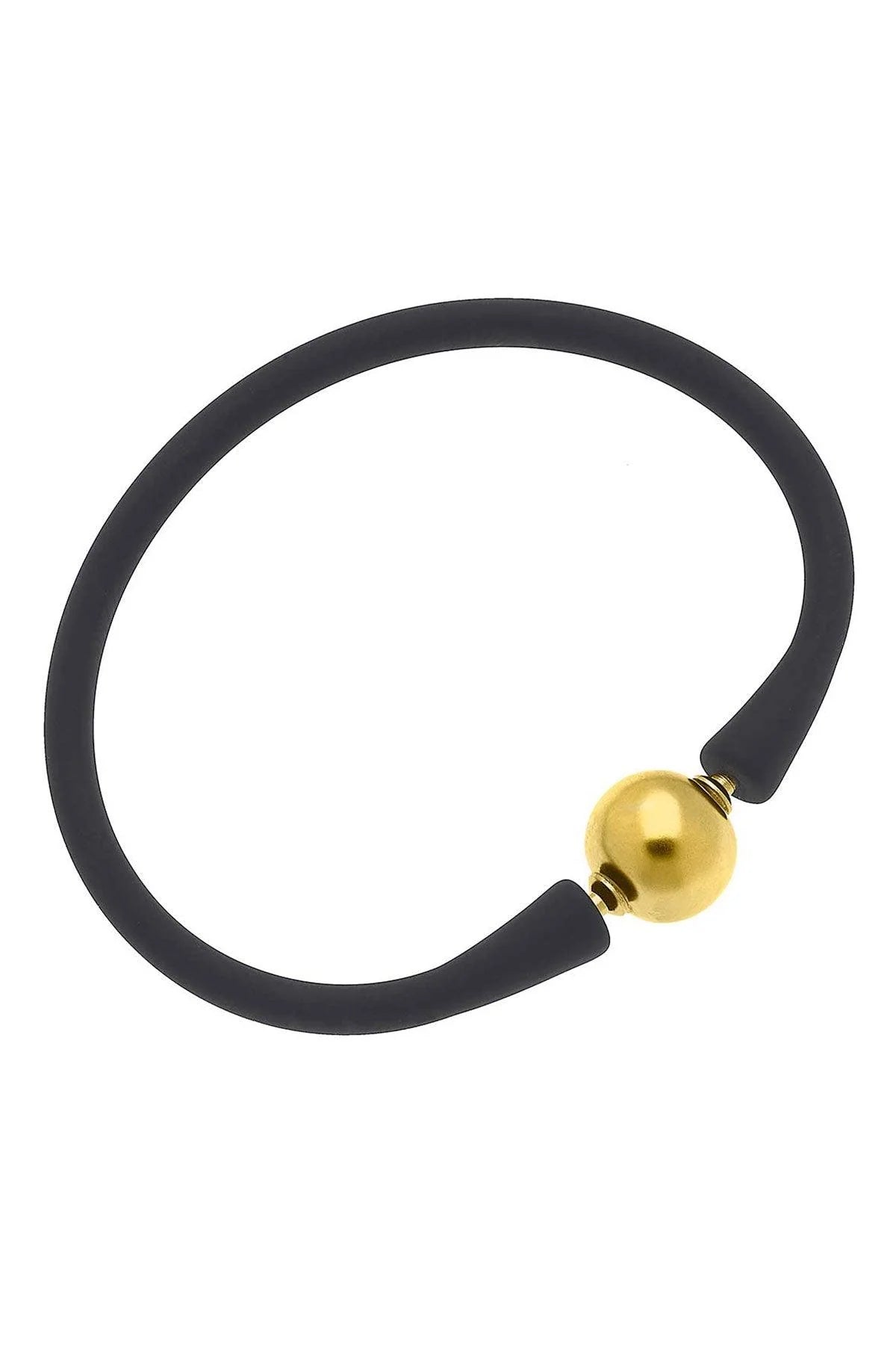 Bali 24K Gold Plated Ball Bead Silicone Bracelet - Beau Kisses