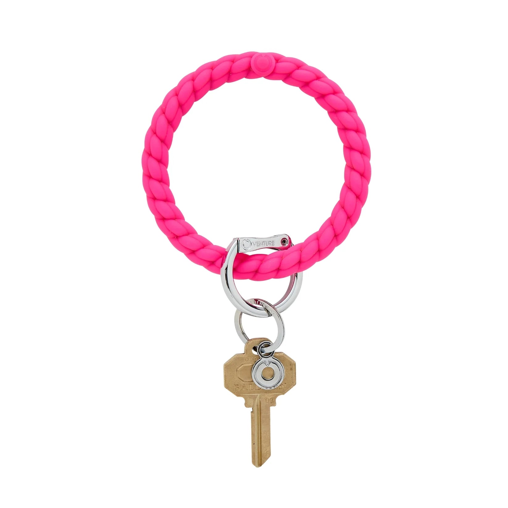 Silicone Big O Key Ring Tickled Pink Braided
