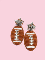 Beaded Earrings Burnt Orange Football - Beau Kisses