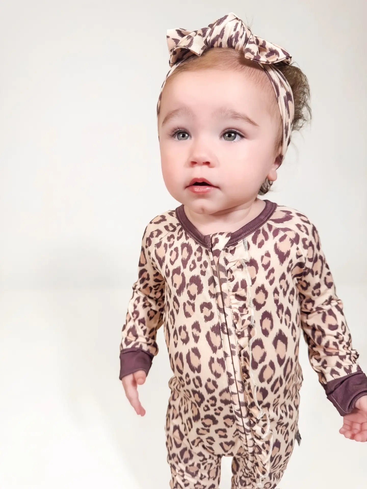 Classic Leopard Zip Convertible Ruffles Pajamas - Beau Kisses