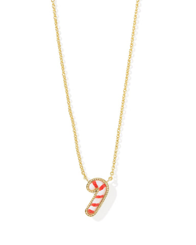 Candy Cane Short Pendant Necklace Gold Ivory Mother Of Pearl - Beau Kisses