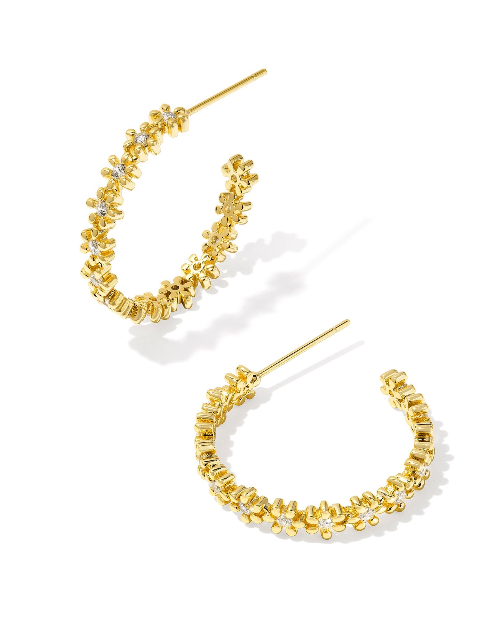 Nydia Hoop Earrings Gold White Crystal - Beau Kisses