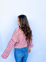 Crew Neck Sweater Rose Stripe - ONLINE ONLY - Beau Kisses