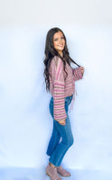 Crew Neck Sweater Rose Stripe - ONLINE ONLY - Beau Kisses