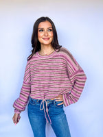 Crew Neck Sweater Rose Stripe - ONLINE ONLY - Beau Kisses