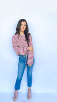 Crew Neck Sweater Rose Stripe - ONLINE ONLY - Beau Kisses