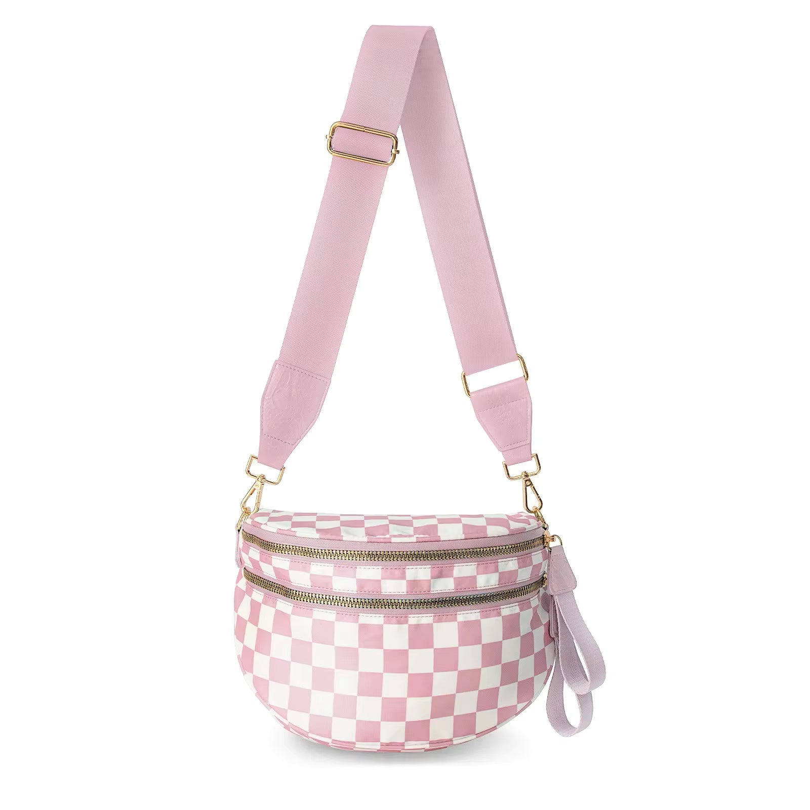 Nylon Checkered Crossbody