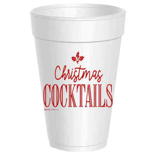 Christmas Cocktails Styrofoam Cups 10 Pack