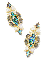 Genevieve Statement Earring Gold Abalone Mix - Beau Kisses