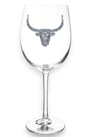 Longhorn Jeweled Stemmed Wine Glass - Beau Kisses