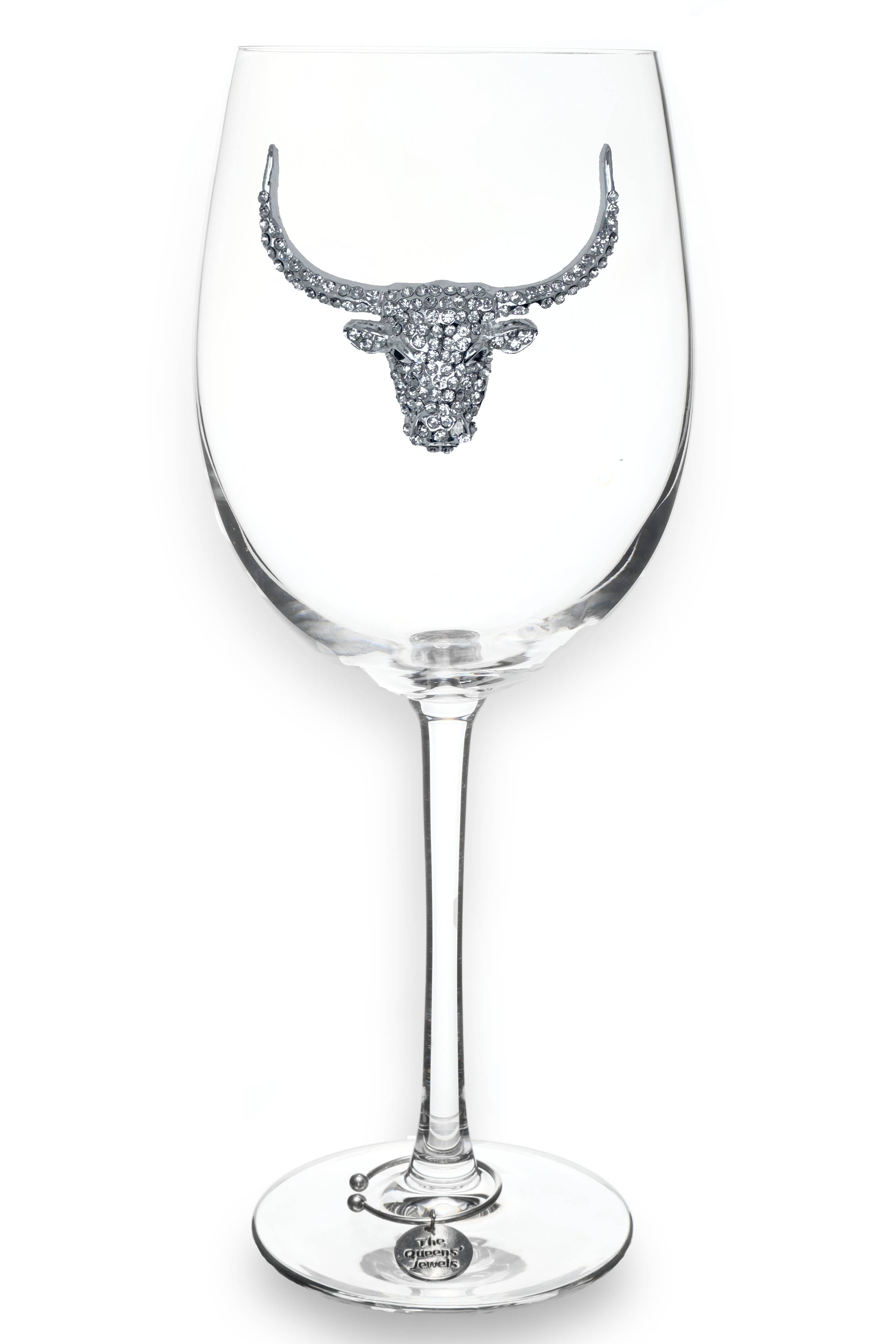 Longhorn Jeweled Stemmed Wine Glass - Beau Kisses