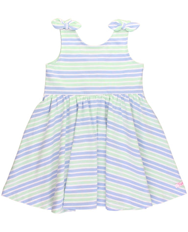 Girls Surf Crew Stripe Knit Shoulder Bow Dress - Beau Kisses